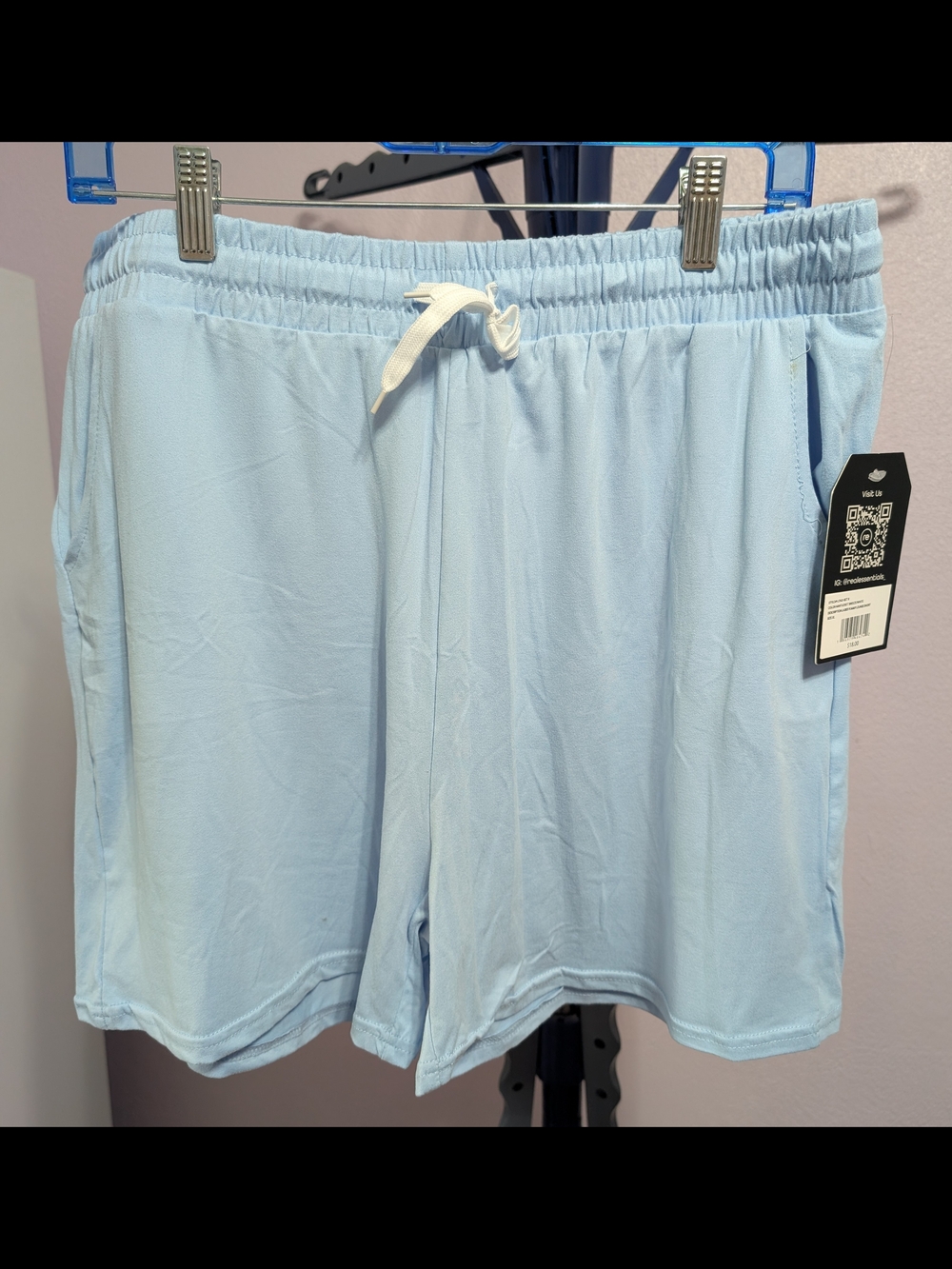 Essentials Light Blue Women's Athletic Drawstring Shorts